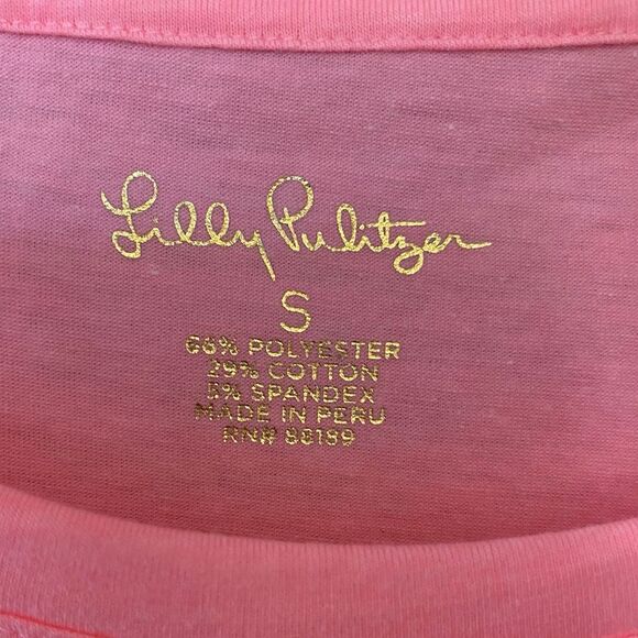 Lilly Pulitzer Sz S Light Pink Short Sleeve Flutter Sleeves Cotton T-Shirt - Picture 5 of 6